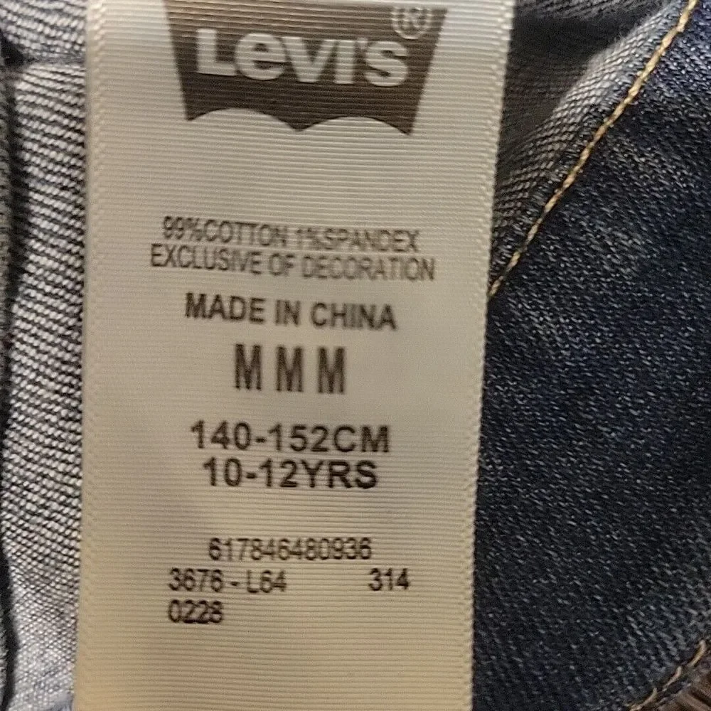 Levi's Denim Vest Youth 10-12 Blue Button‎ Up  Jean  Jacket